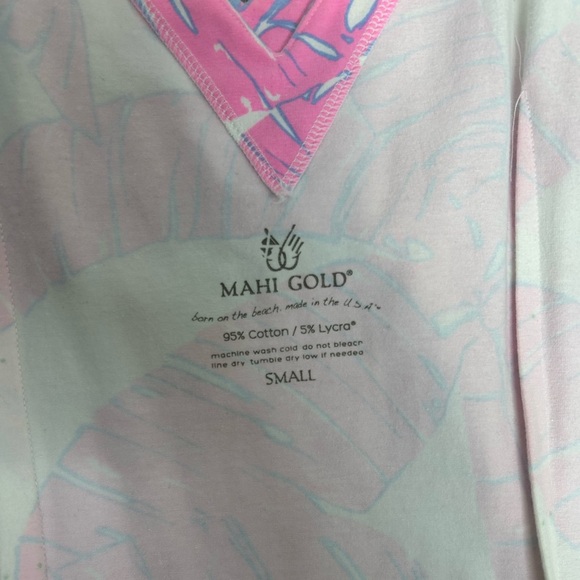 Mahi Gold V-Neck Pink Tropical Tank Mini Dress Size Small - Picture 6 of 6